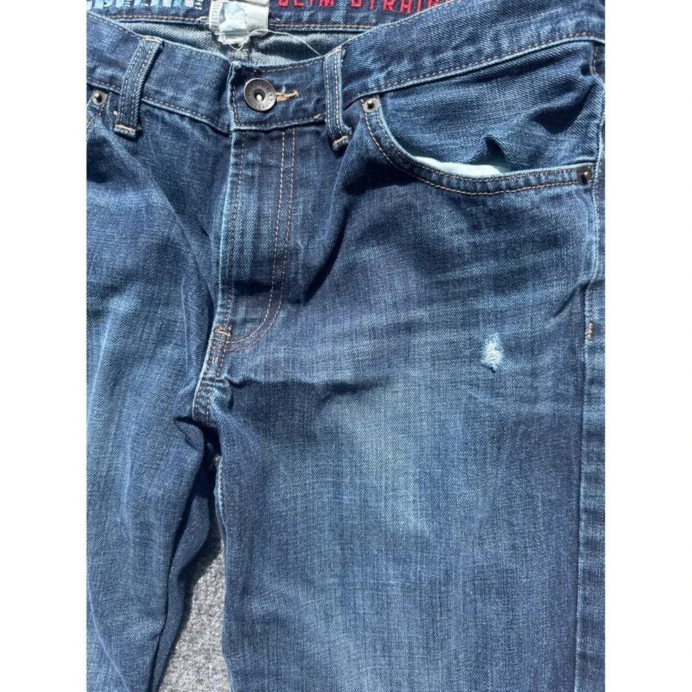 Urban Pipeline Mens Slim Straight‎ Leg Dark Wash Distressed Denim Jeans 32x34